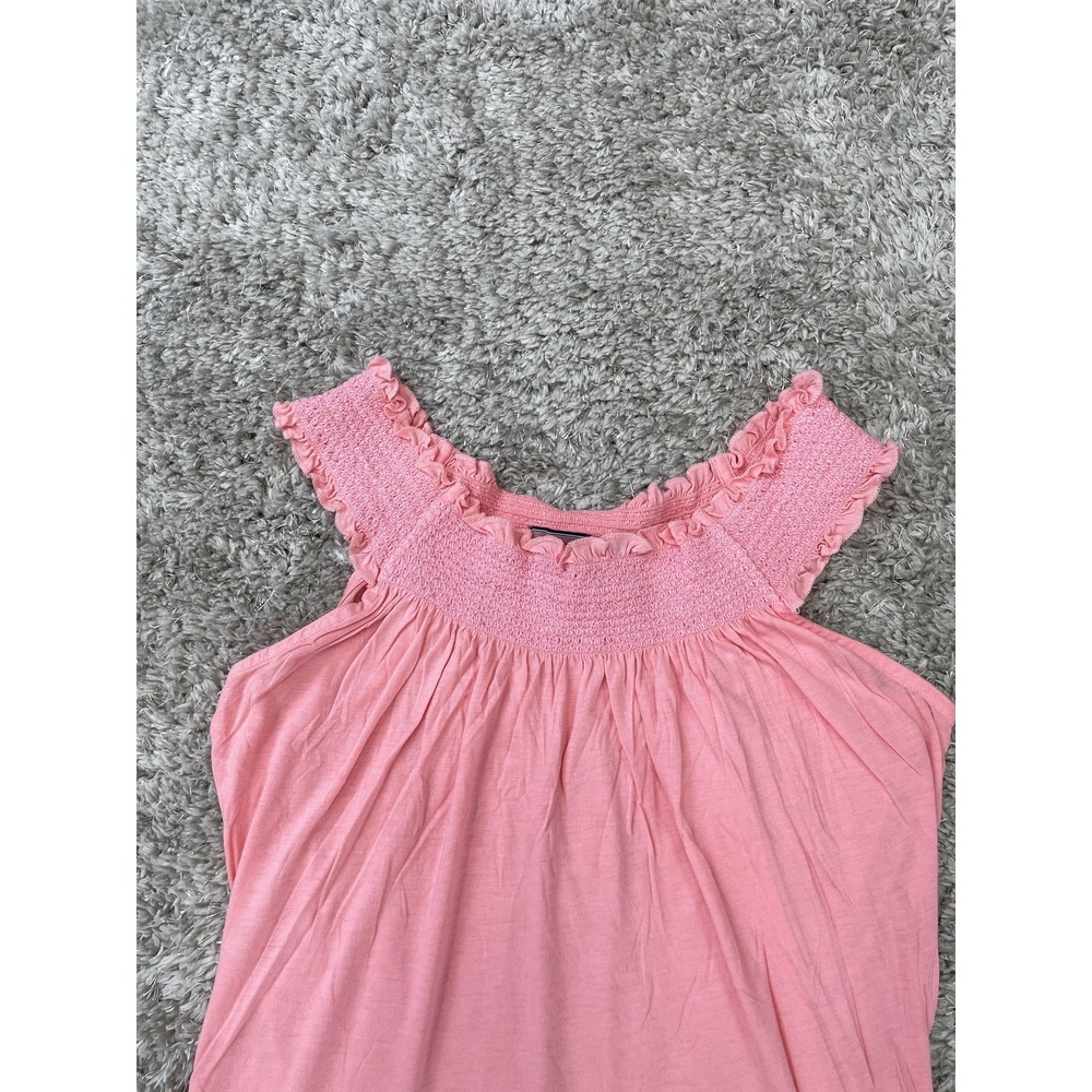 Vineyard Vines Shirt Womens Medium Pink Smocked Ruffle Sleeveless Whale Logo - Picture 4 of 9